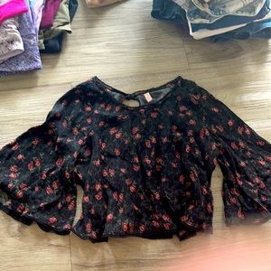 free people bell sleeve cropped top